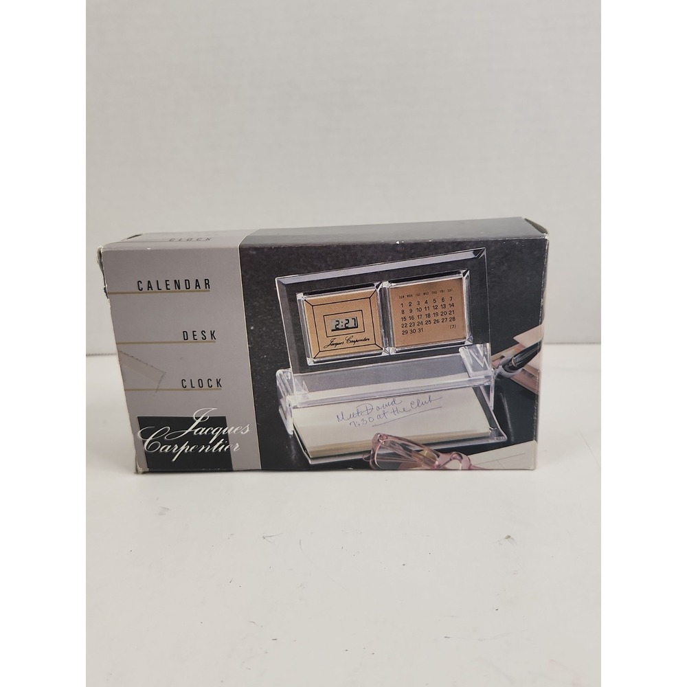 Vtg‎ 1980s Jacques Carpentier Executive Desk Set Clock Calendar Open Box Sealed